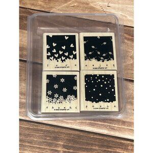 2006 STAMPIN' UP! GENTLY FALLING Wood Rubber Stamp set of 4 SNOW HEART LEAF